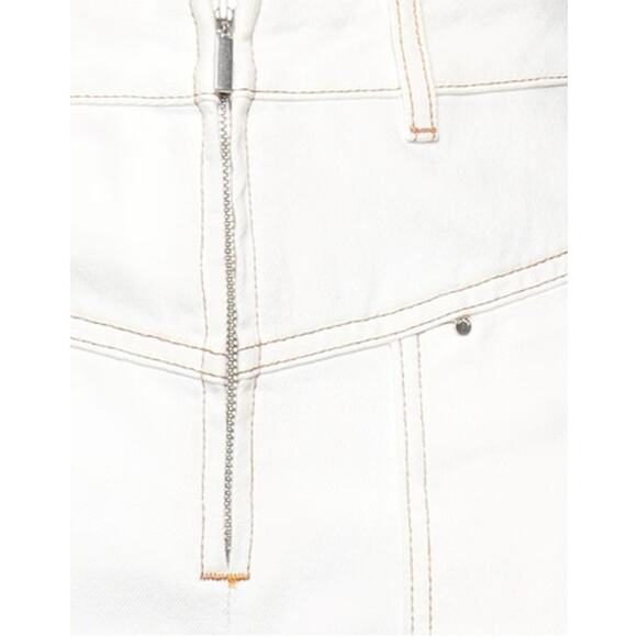 Ba&sh Jeans Womens 1 Small Straight High Rise Raw Hem White Denim Chic Casual - Picture 2 of 16